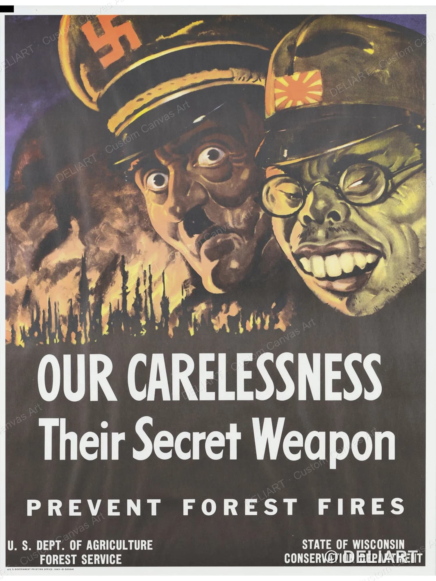Our carelessness Vintage WWII Propaganda Canvas Wall Art Poster Print 1940s War Effort Military Home Front Retro Unframed