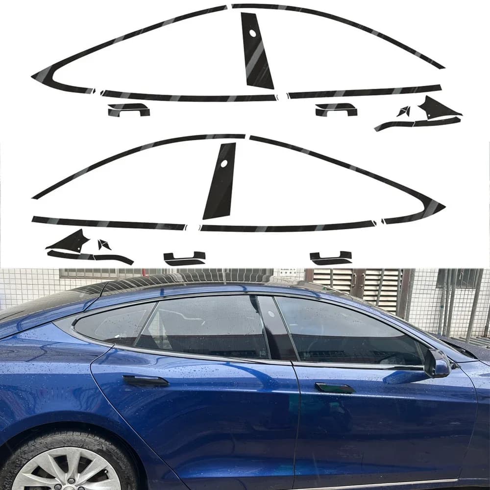 Matte/Glossy Black Chrome Delete Window Trims For Tesla Model S 2014-2020
