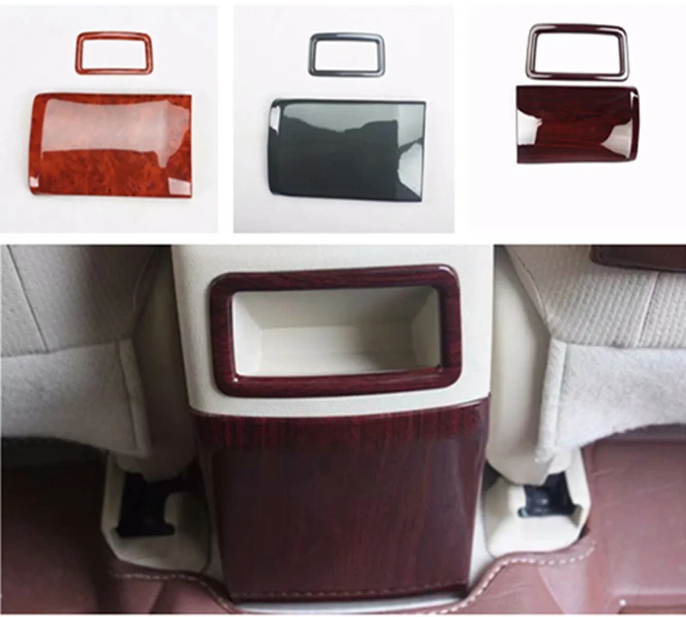 2pcs/lot ABS carbon fiber grain or wooden grain Central storage box rear row decorative frame for 2014-2018 Toyota corolla Levin
