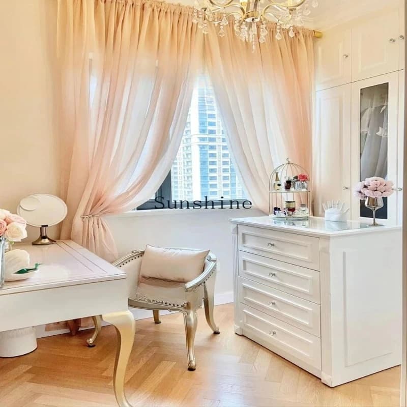 French light luxury cloakroom Shimadai household cream wind storage cabinet jewelry double-sided display high-end floor