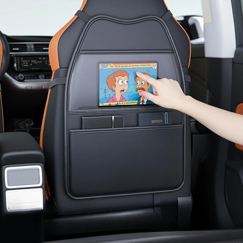 Car Seat Anti Kick Pad Leather Auto Backseat Hanging Protector Cover With Storage Organizer Ipad Pocket For Kids Accessories