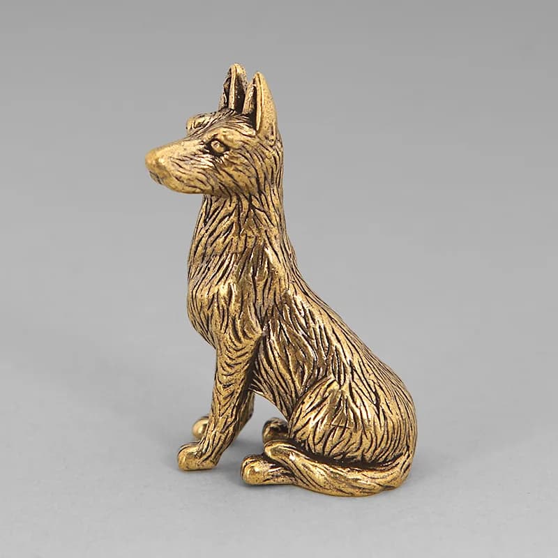 Pure three-dimensional dog figurine , a complete set of zodiac animal ornaments for the year of birth, small copper te