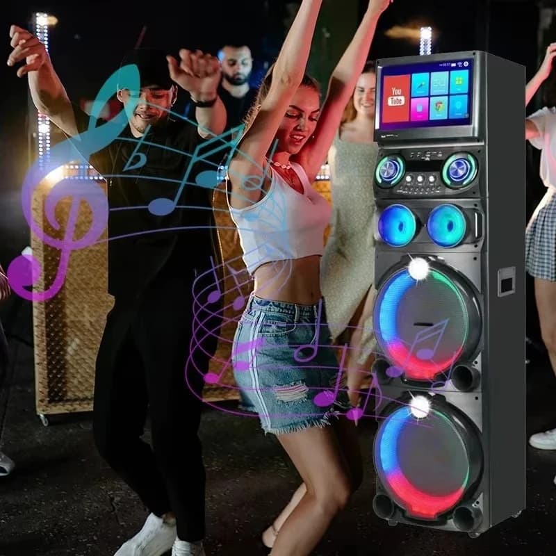GD- Parlante 0W High Power Wooden PA Active Trolley Portle Speaker With DJ Light