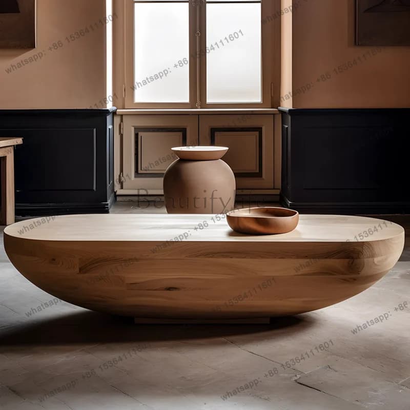 Nordic retro quiet wind size apartment living room oval coffee table