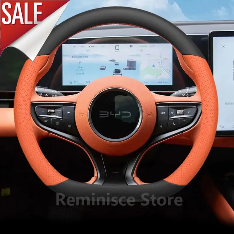 Leather Car Steering Wheel Cover for BYD Seal U Sealion 6 Song Plus 2024 2025 2026 Sealion 7 2025 2026 Interior Accessories