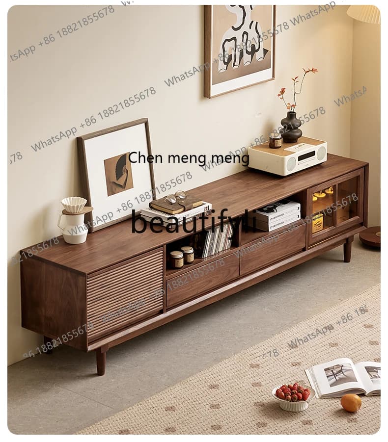 178North American black walnut TV cabinet Nordic simple all-solid wood TV cabinet Home living room
