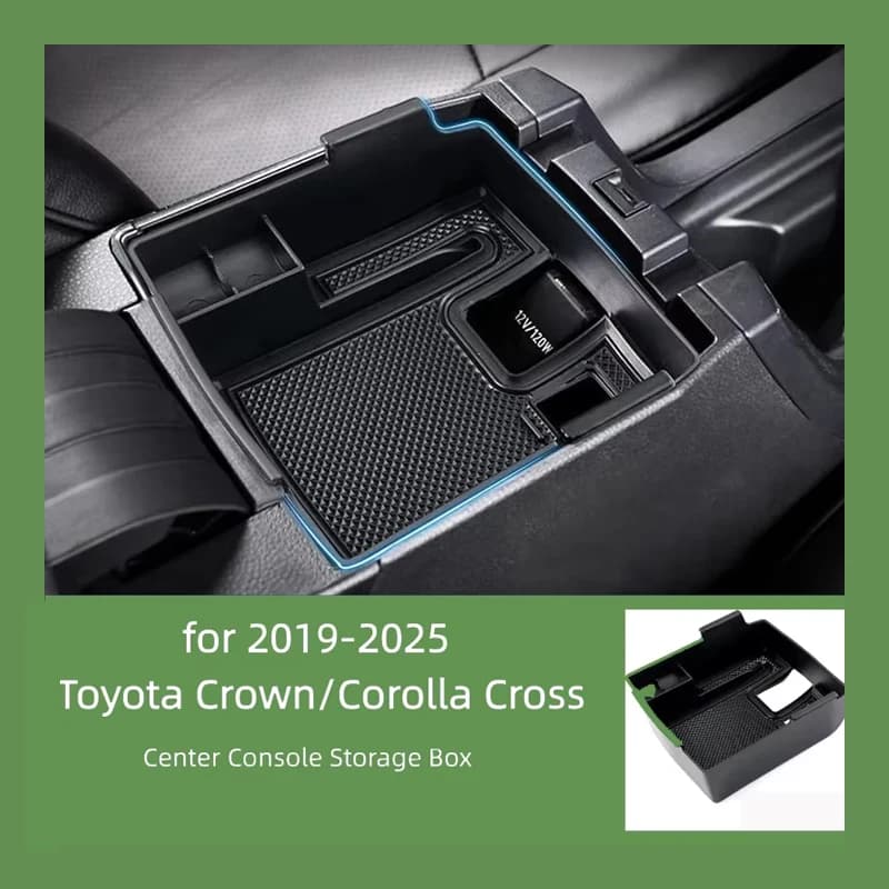 For 2019-2025 Toyota Corolla Central Control Armrest Organizer with Non-Slip Mat Assisted Insertion Tray