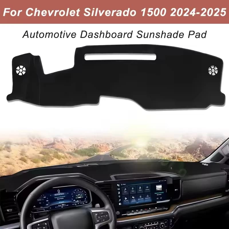 Dashboard Cover Dash Mat For Chevrolet Silverado 1500 2024-2025 Anti-Glare Non-Slip Sun Shade Interior Protector