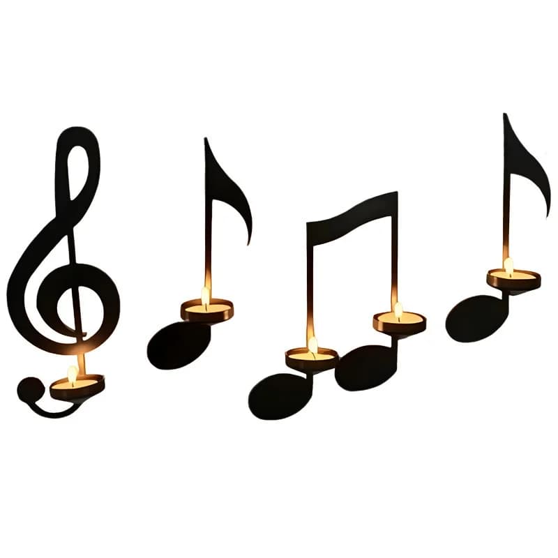 Music Note Candle Holder Wall Sconce Note Key Candlestick Props Photography Anniversary Birthday Romantic Hanging Wall Decor