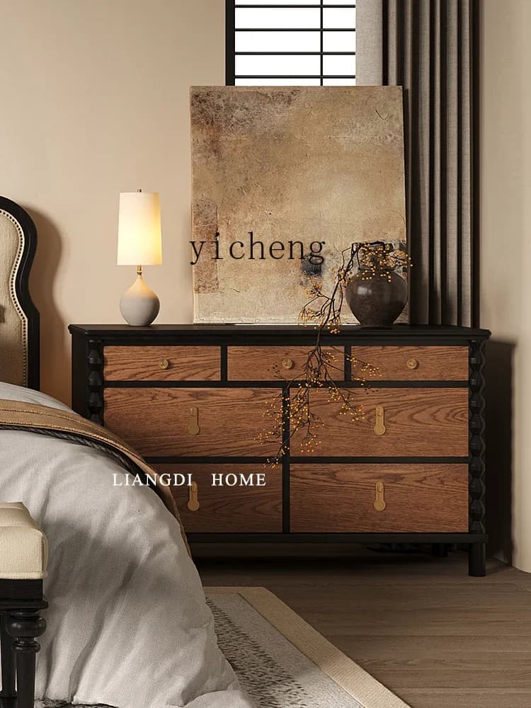 Solid Wood Dressing Cabinet Bedroom Bucket Storage Cabinet Locker Living Room Side Cabinet