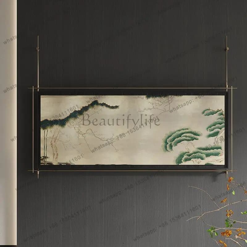 New Chinese high-end hotel lighting painting stainless steel boom high-end decorative painting