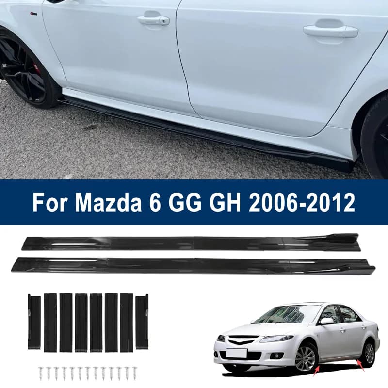 For Mazda 6 GG GH 2006-2012 2007 Car Side Skirt Splitters Extended Side Spoiler Sport Body Kit Bumper Lip Modified Parts 8Pcs
