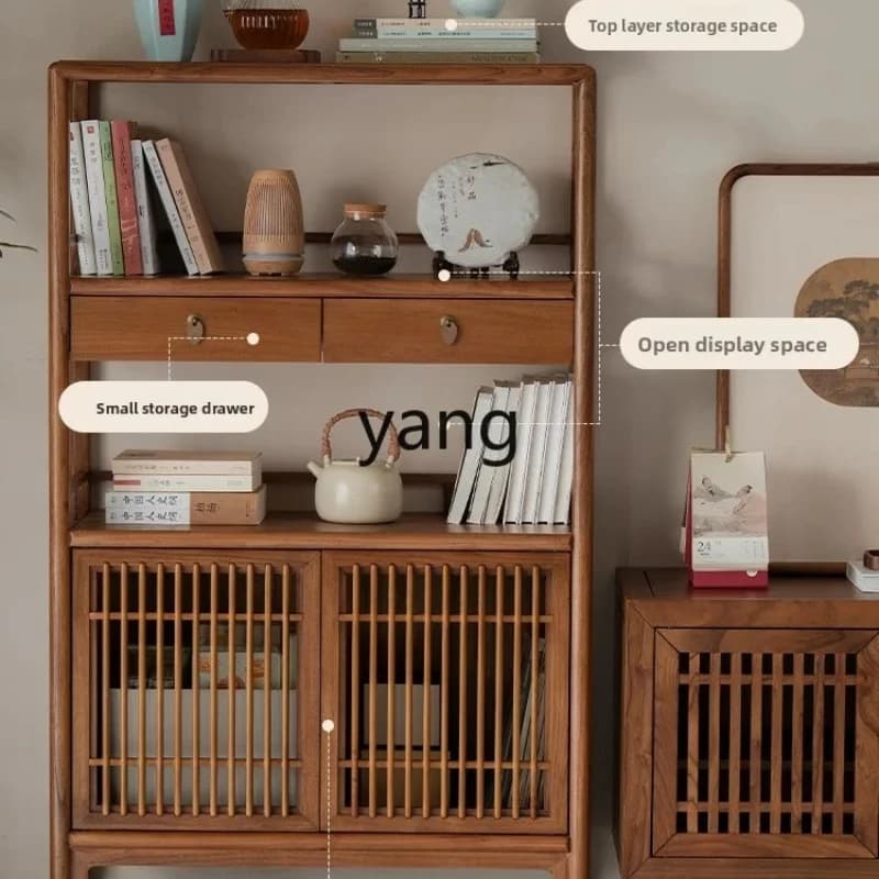 lmm1 New Chinese Solid Wood Bogu Rack Tea Set Shelf Elm Display Cabinet