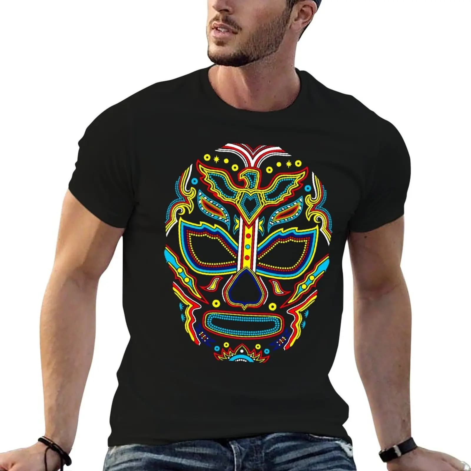 Mexican wrestler wrestling mask T-Shirt summer clothes anime stuff men t shirts high quality