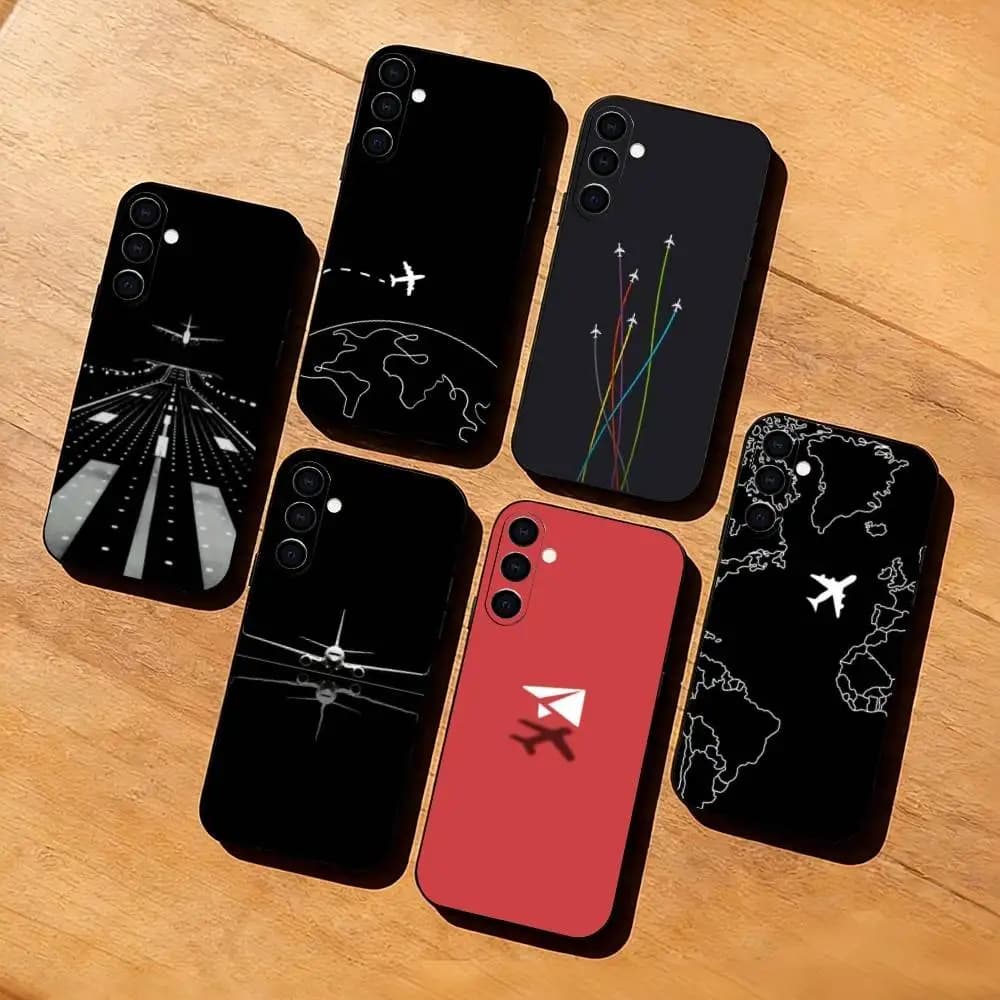 S-Simple S-Style A-Airplane Phone Case For Samsung Galaxy A73,A72,A71,A70,A53,A52,A51,Others Soft Black Cover