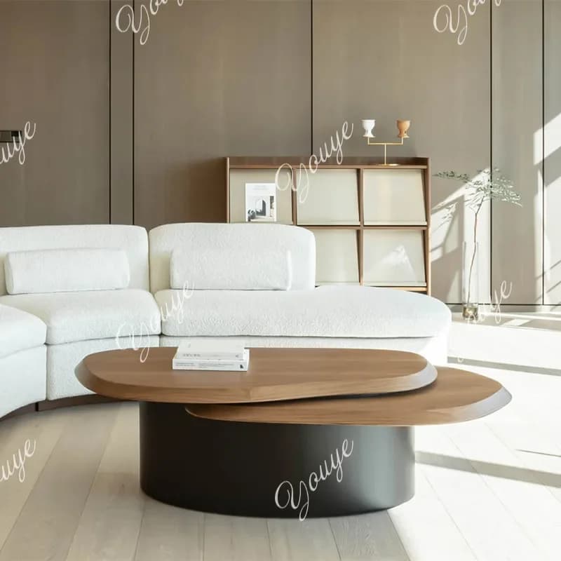 BJ XA Coffee Table Living Room Household New Small Apartment Minimalist Irregular Tea Table High-end Solid Wood Coffee Table