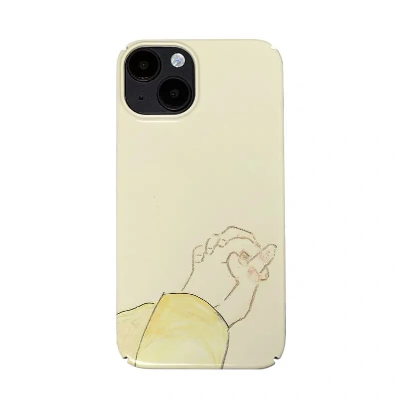 Yellow Hand in Hand Couple Art Phone Case for IPHONE 17 Air 16E 15 PROMAX 14 Plus 13 12 MINI 11PRO 16Plus XR Acrylic Phone Cover
