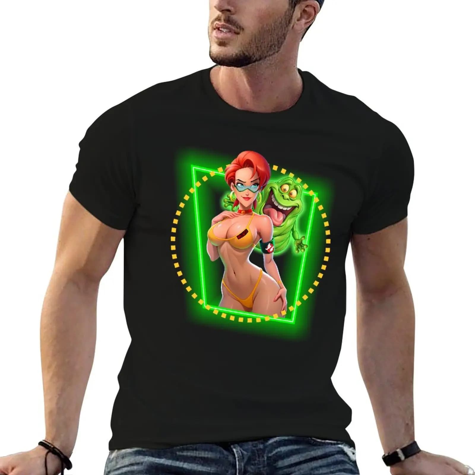 JANINE MELNITZ + SLIMER - 3th Design T-Shirt cotton man t-shirts cotton graphic tees sweat shirts, men