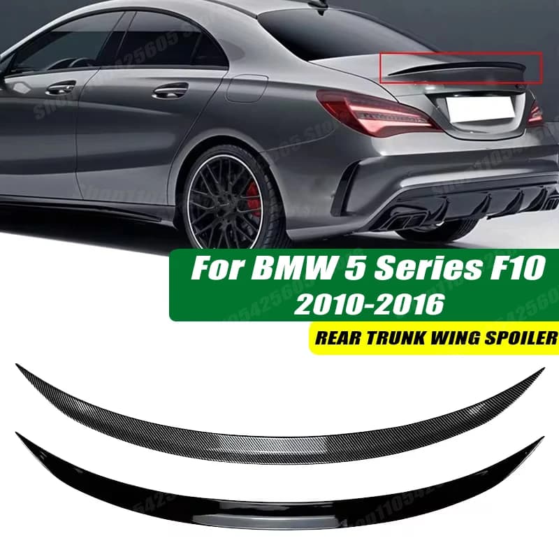 120cm 5D Carbon Look Rear Boot Trunk Spoiler Lip Stick-On Decorative Rear Wing For BMW 5 Series F10 2010-2016