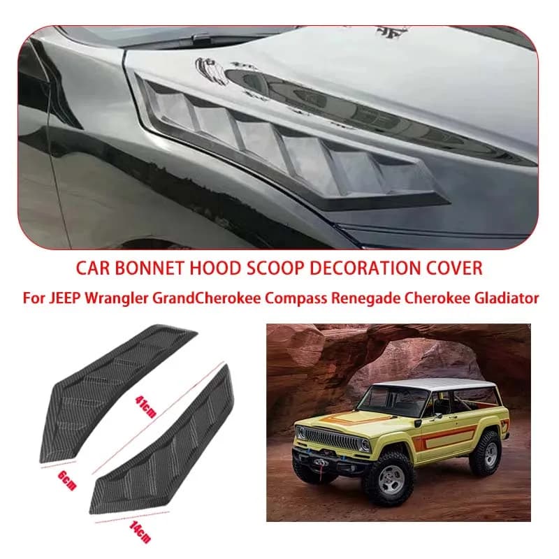2 Pcs Gloss Black For JEEP Hood Vents Bonnet Cover Rubber Front Bonnet Vent car decorations