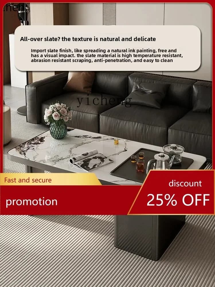 v9.7- Living Room Home Office Small Apartment Tea Table Rock Slab Tea Table Sofa Tea Table