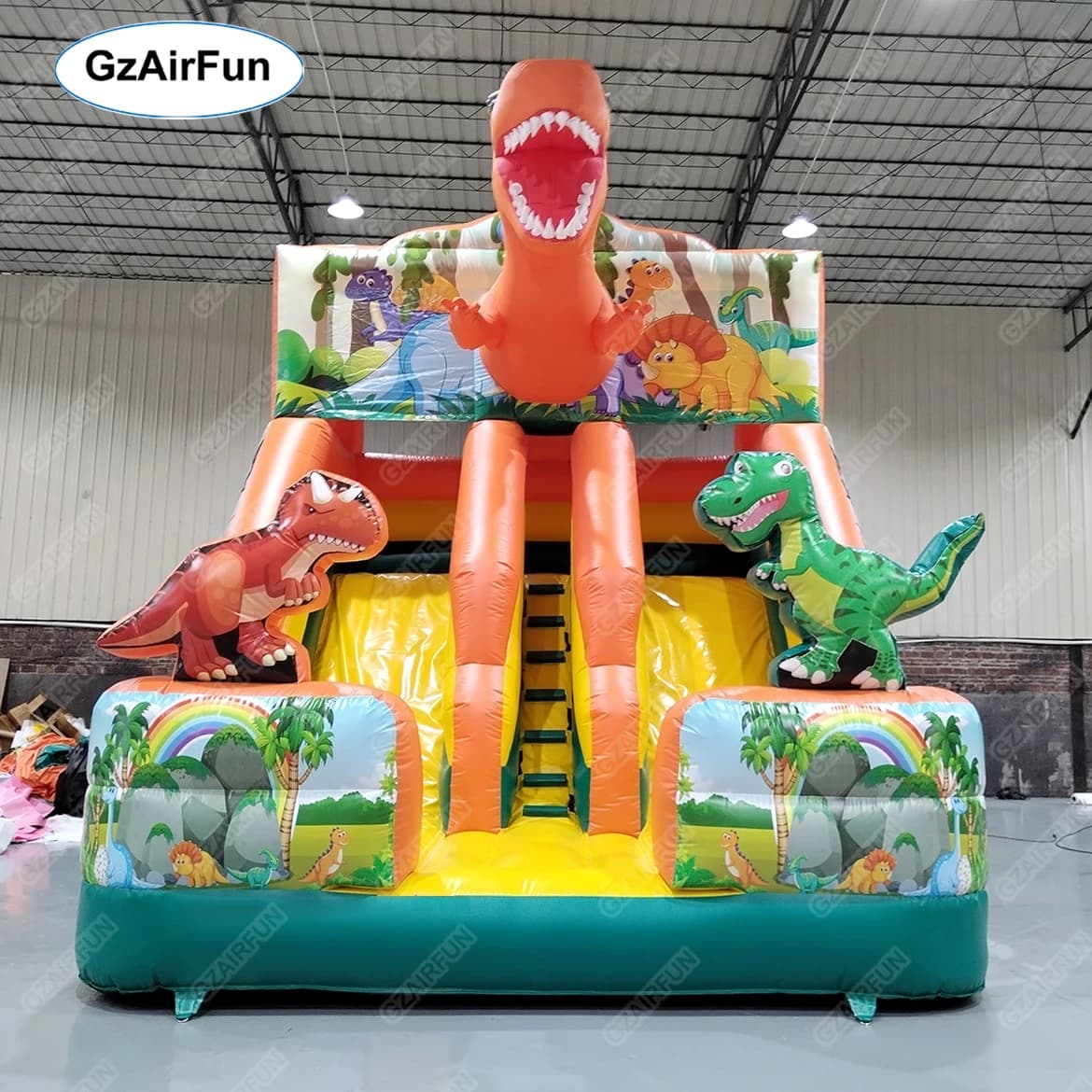 Customized Outdoor Commercial PVC Bouncer Jumping Game Inflatable Dry Slides Dinosaur 2 Slide for Kids