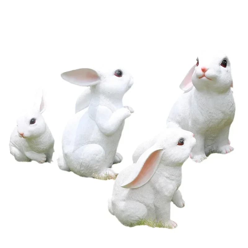 Simulation big white rabbit ornament outer garden landscape decoration sculpture garden courtyard lawn decoration