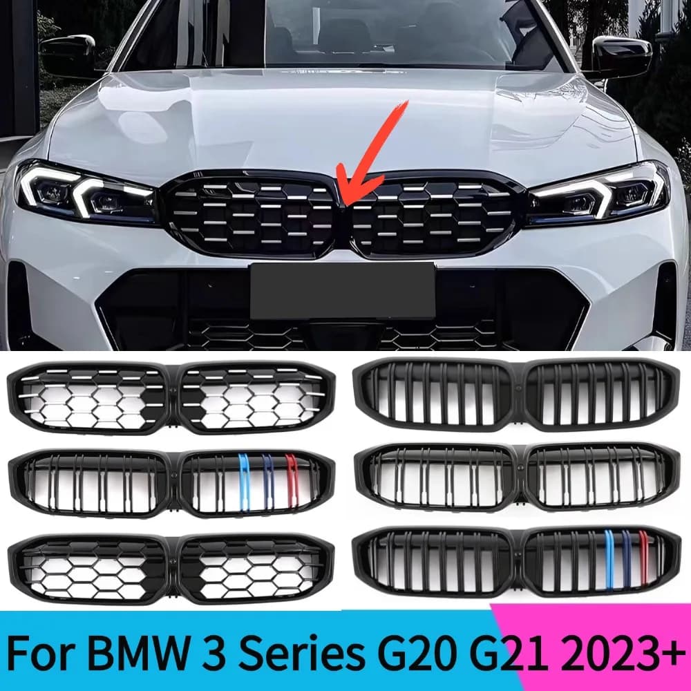 For 2023-2024 BMW 3 Series G20 G21 LCI Front Bumper Grille Inlet Middle Mesh Grill Tuning Accessories Compatible with 325i 330i