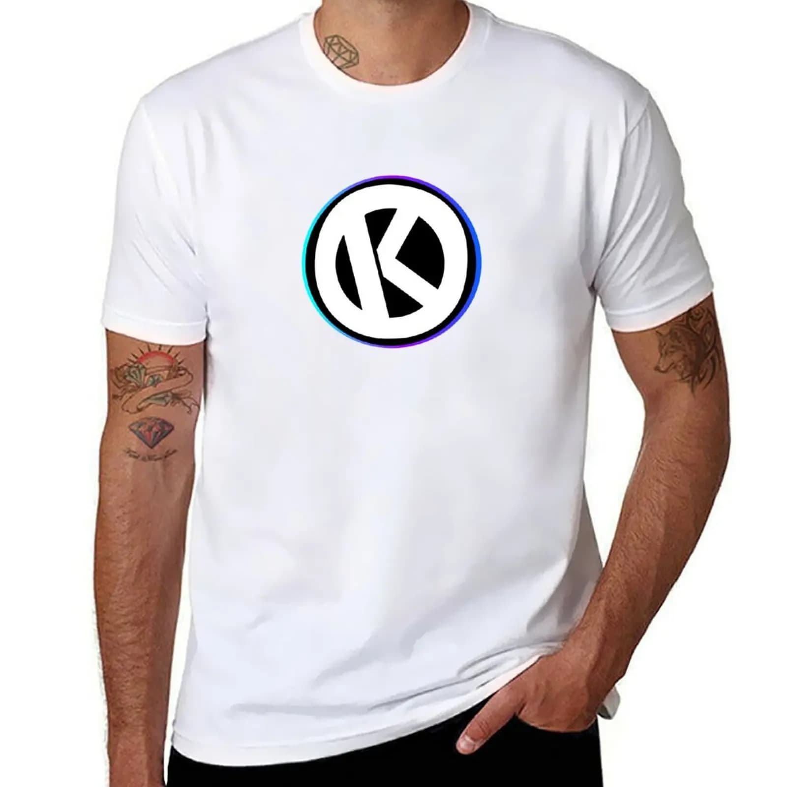 OKMultiplay Crew Logo T-Shirt t shirt men 100% cotton luxury brand man graphic t shirt T-Shirt