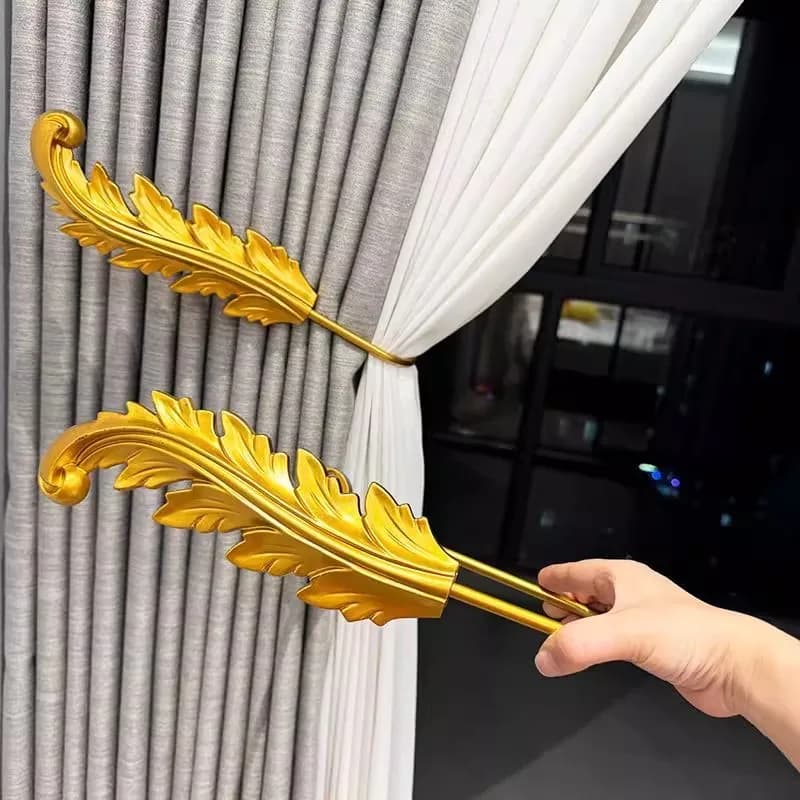 2Pcs/Nordic Style Tree Leaf Shaped Curtain Hook, No Tie, Large U-Shaped Wall Hook, Living Room Villa Curtain Fabric Wall Hook