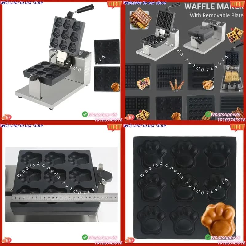 CECertificate Commercial Electric Cute Paws Waffle Maker Mini Cartoon Shape Waffle Making Machine for Wholesale