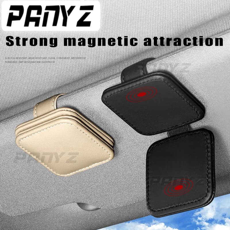 Car Sunglasses Holder Sun Visor Sunglasses Clip Cowhide Glasses Case Mount Ticket Card Clip Car Interior Accessories