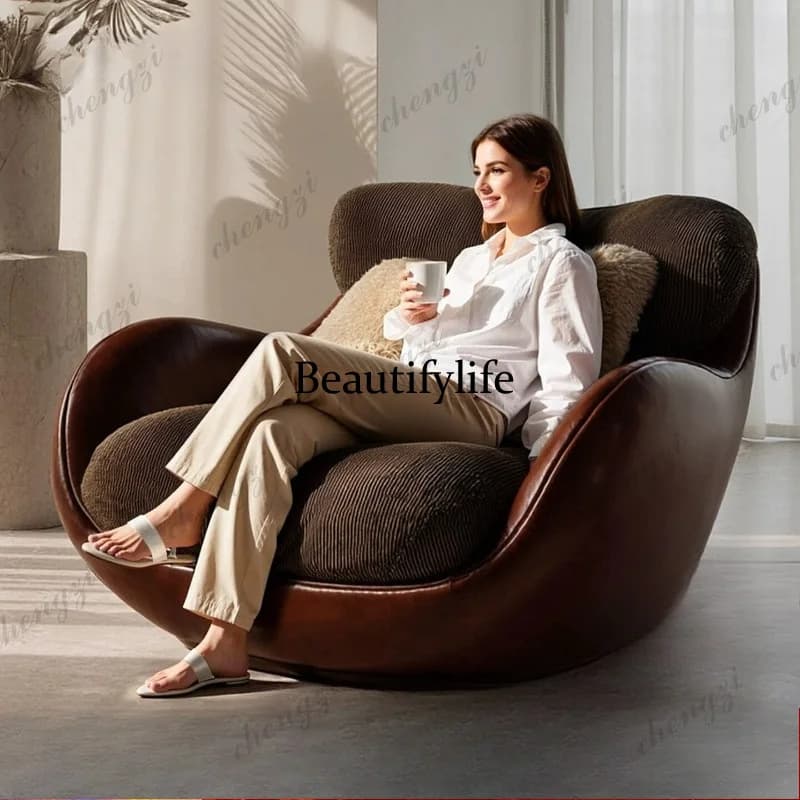 Fashion Italian light luxury single sofa leisure chair Nordic modern home living room lazy sofa chair Furniture and Home