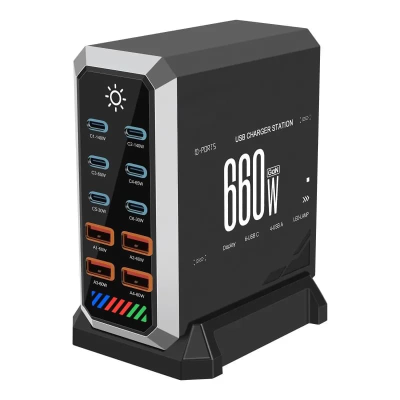 Multi-port usb charger, gallium nitride, high-power desktop charging