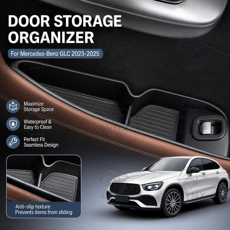 For Mercedes-Benz GLC 2023-2025 Door Storage Box Door Handle Car Interior Organizer Modification Parts Accessories