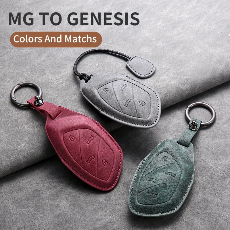 Sheepskin Leather Car Key Case Cover For MG MG6 ZS EZS HS Roewe RX5 I6 RX3 RX8 Auto Interior Accessories