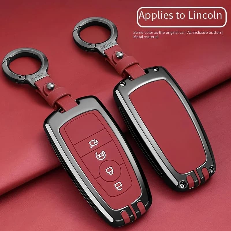 Metal Car Key Case Shell Protective Cover with Buckle Applicable for 2024 2025 2026 Ford Mondeo Edge Explorer Mustang Evos
