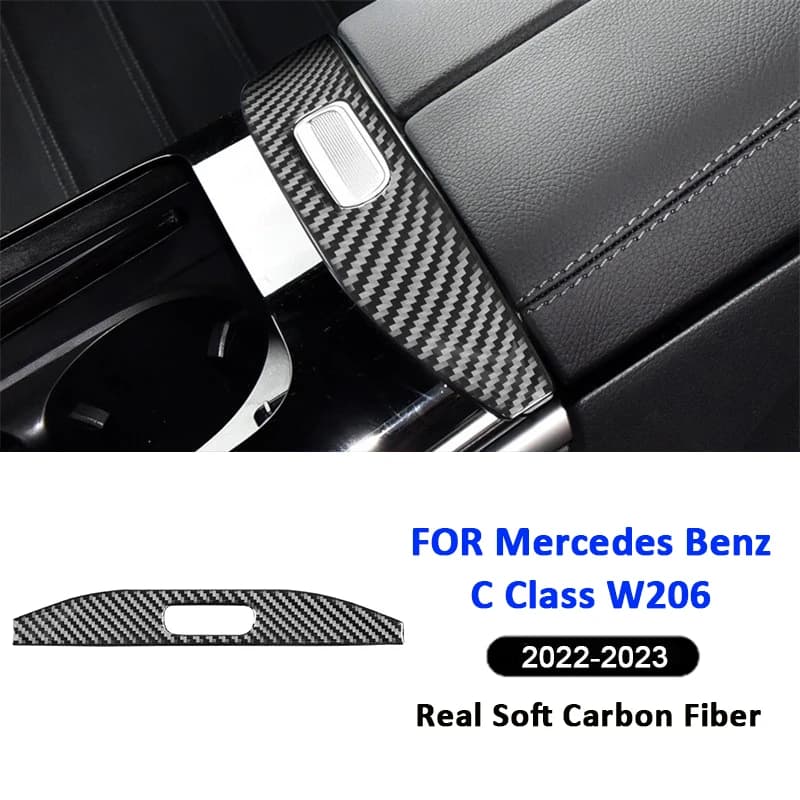 For Mercedes Benz C Class W206 2022-2023 Carbon Fiber Car Center Armrest Panel Switch Decoration Sticker Interior Accessories