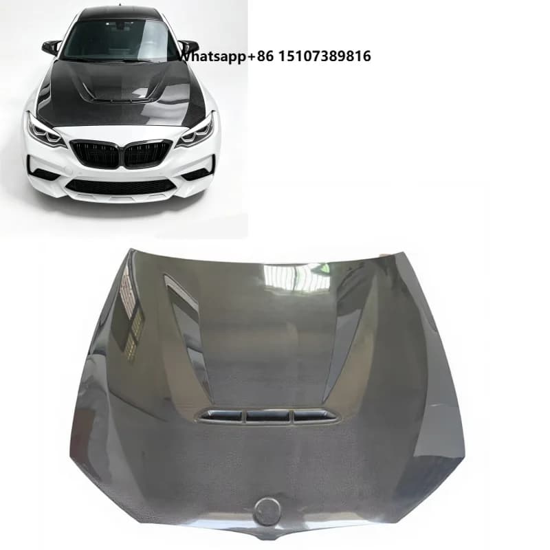 CS Style Carbon Fiber Vented Engine Hood Bonnet for F87 M2 M2C 2016-2021 Front Replacement Cover