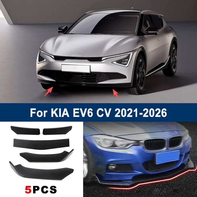 Adjustable 5Pcs Sectional Front Spoiler Lip For KIA EV6 CV 2021-2026 Front Bumper Splitter Car Exterior Sport Body Kit