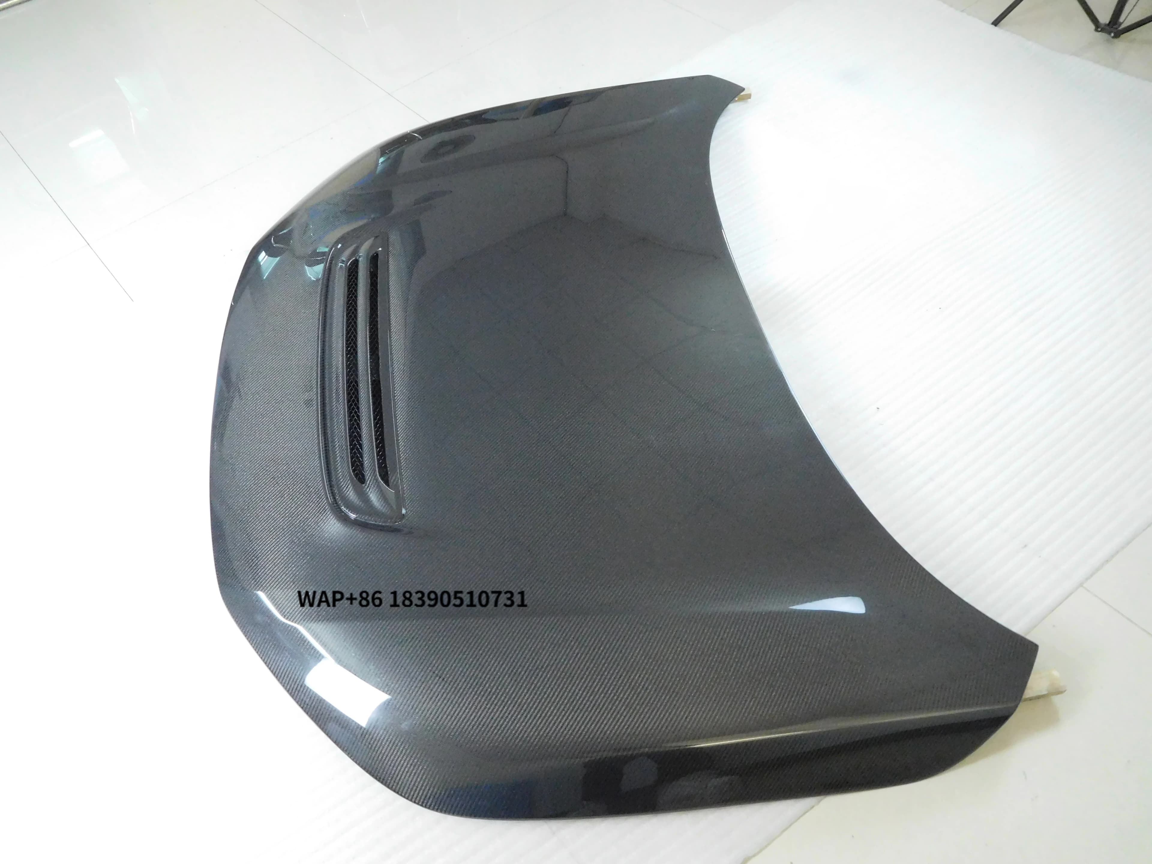 For for Civic FL5 Carbon Fiber Hood and Engine Cover in White New Condition with Bolts Included Honeycomb Style Scoop
