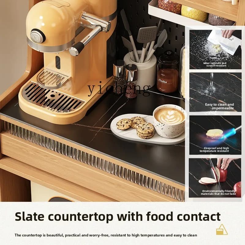 YFY  solid wood dining side cabinet coffee cabinet small apartment high cabinet integrated living room against the wall