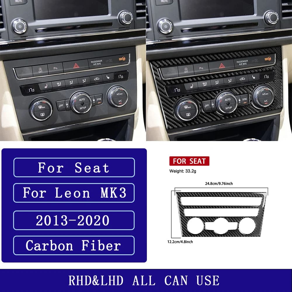 For Seat Leon MK3 2013-2020 Carbon Fiber Central Air Conditioning Control Panel Car Accessories Interior Decorative Stickers