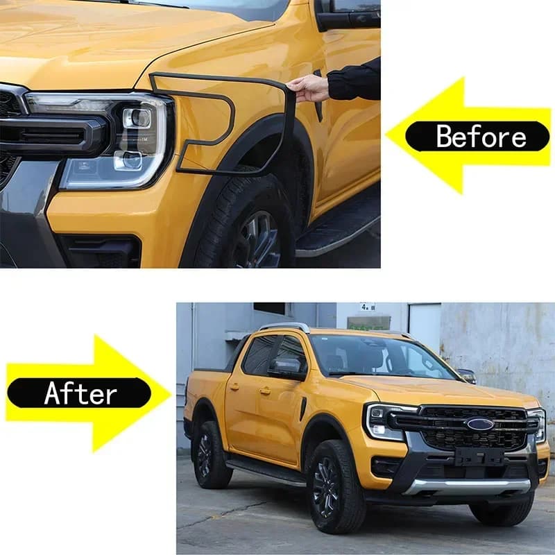 For Ford Ranger 2023+ ABS matte black car styling car Front headlight frame cover sticker car exterior protection accessories