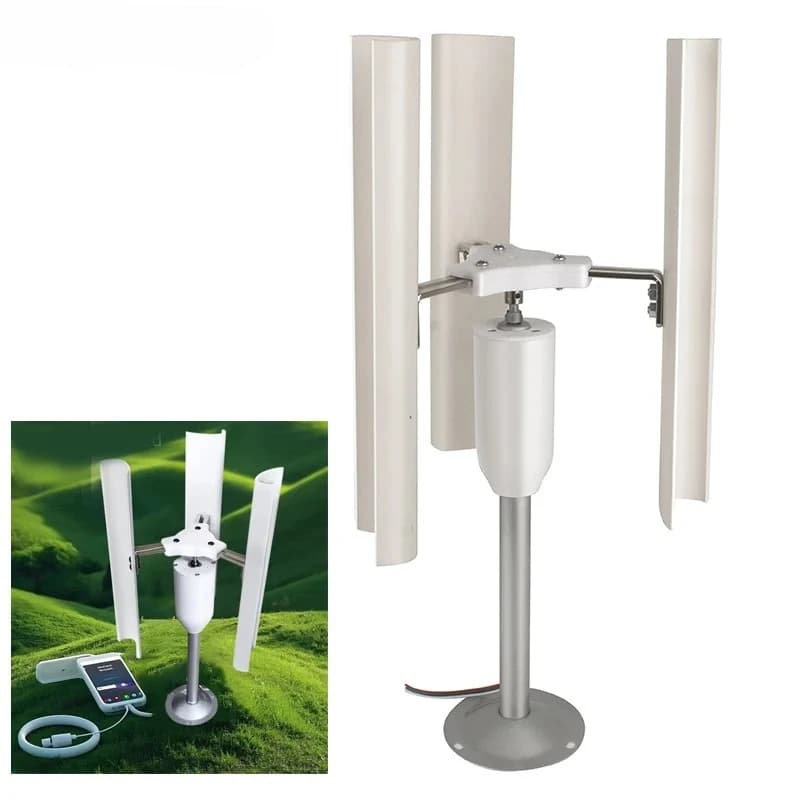 DIY Vertical Axis Wind Turbine Model - Three-Phase Permanent Magnet Generator Windmill Toy for Night Lights Display