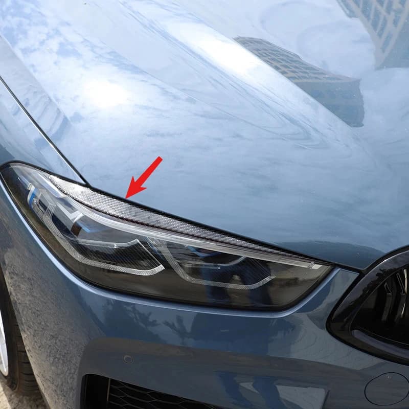 For BMW 8 Series G14 G15 G16 2019-2023 Soft Carbon Fiber Car Forward Headlight Eyebrow Decorative Sticker Car Accessories