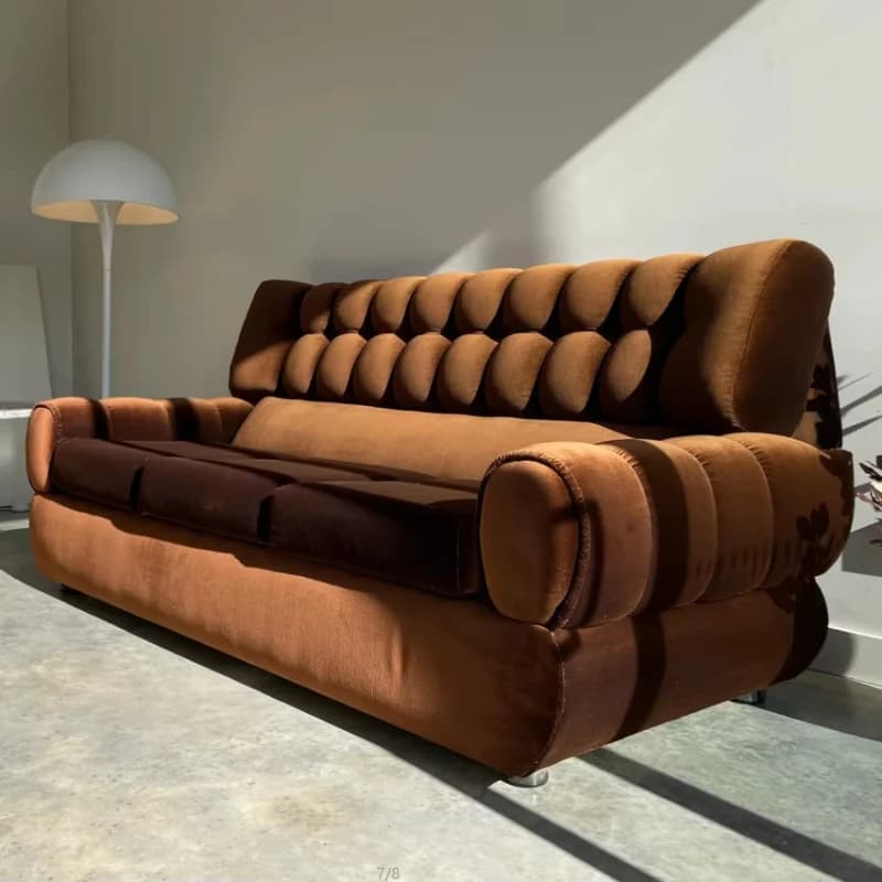 Brown velvet modern style living room sofa set