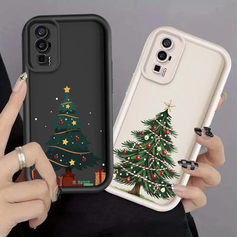 Cute Cartoon Christmas Tree For Xiaomi Redmi K70E 14R 14C 13 13C K60 Plus Pro Ultra 5G 4G Eye Ladder Phone Case Cover