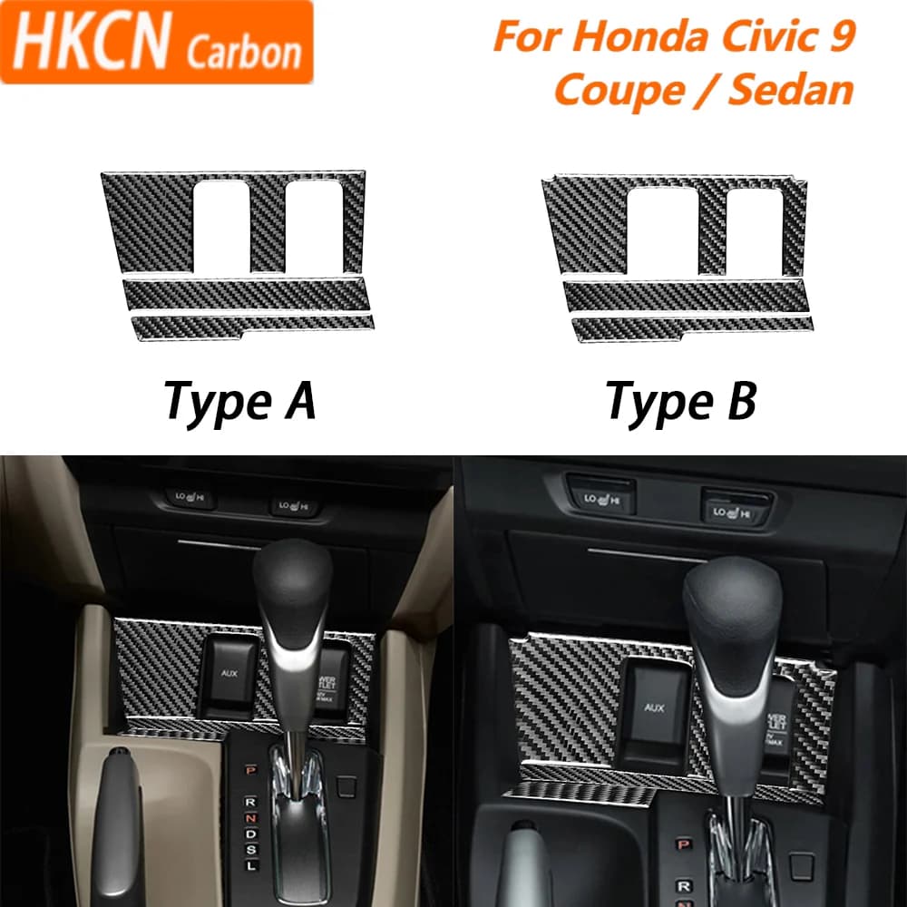 For Honda Civic 9 Coupe Sedan 2012—2015 AUX USB Charger Set Paenl Car Accessories Carbon Fiber Interior Cover Trim Sticker