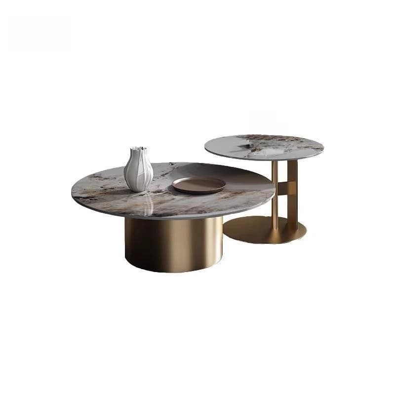 Large and small round coffee table combination household rock slab coffee table modern simple living room small apartment